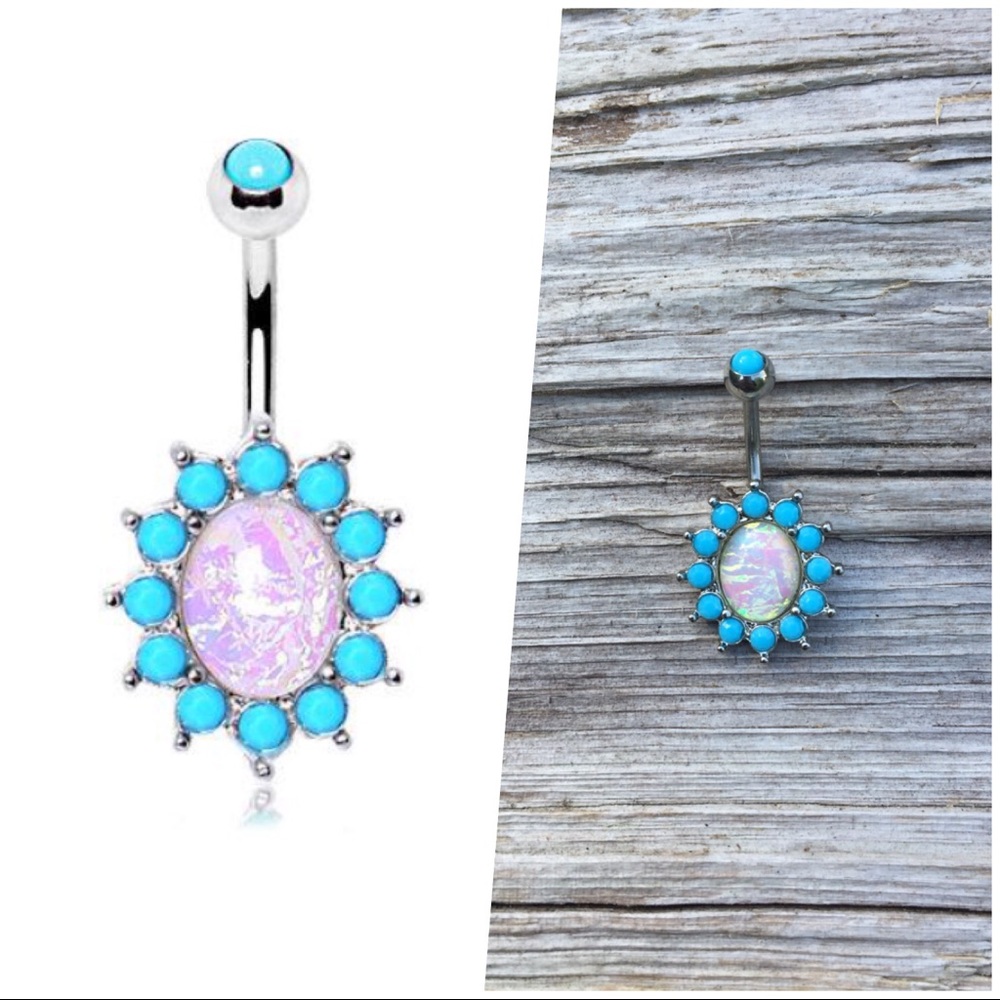 Beautiful Opal‎ Belly Button Navel Ring